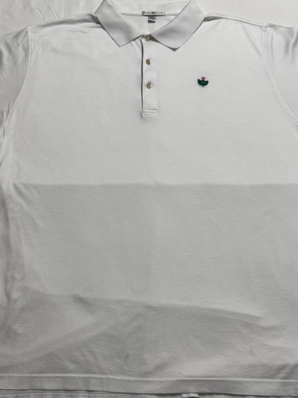 Men's White Peter Millar Polo Shirt with Embroidered Heart Detail